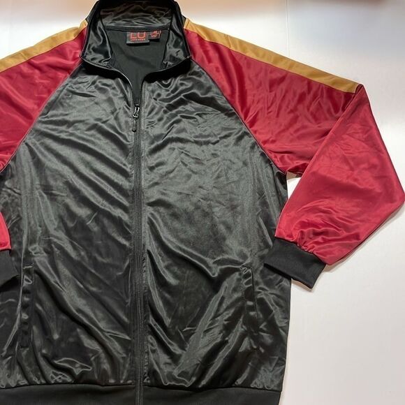 Linea Uomo men’s full zip black/maroon lightweight jacket Sz 3X - Picture 2 of 7